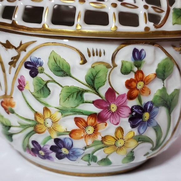 Schumann Lidded Bowl Dresden Flowers Trinket Box Vintage - Picture 2 of 10